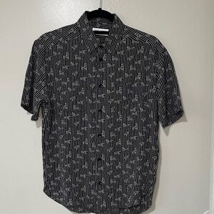 Men's Black and White Silk Shirt